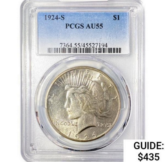 1924-S Silver Peace Dollar PCGS AU55