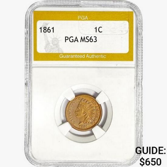 1861 Indian Head Cent PGA MS63