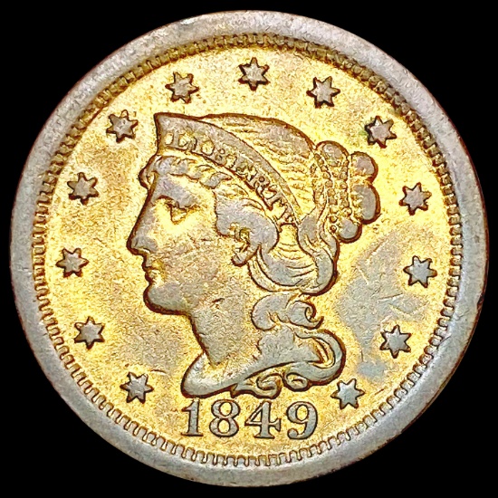1849 Braided Hair Large Cent LIGHTLY CIRCULATED