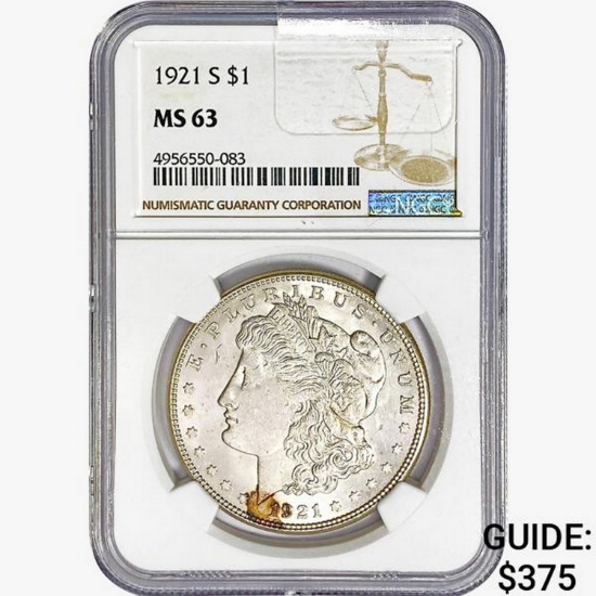 1921-S Morgan Silver Dollar NGC MS63