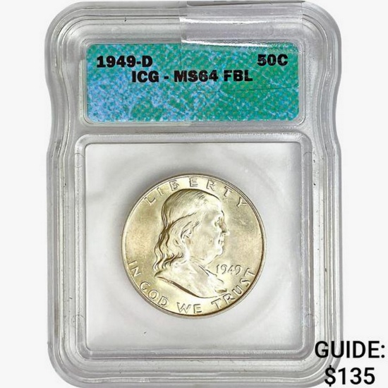 1949-D Franklin Half Dollar ICG MS64 FBL