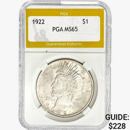 1922 Silver Peace Dollar PGA MS65