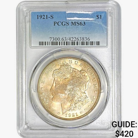 1921-S Morgan Silver Dollar PCGS MS63