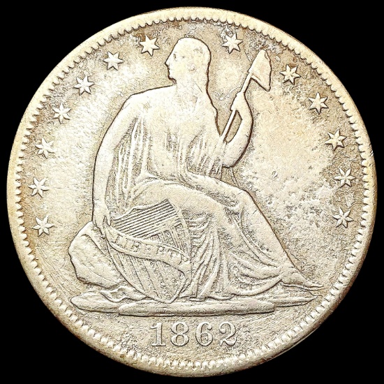 1862 Seated Liberty Half Dollar LIGHTLY CIRCULATED