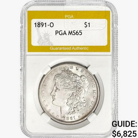 1891-O Morgan Silver Dollar PGA MS65