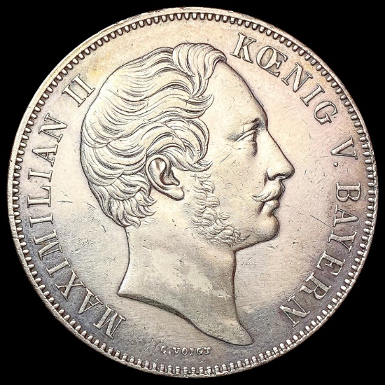 1848 German Bavaria Silver Thaler CLOSELY UNCIRCUL