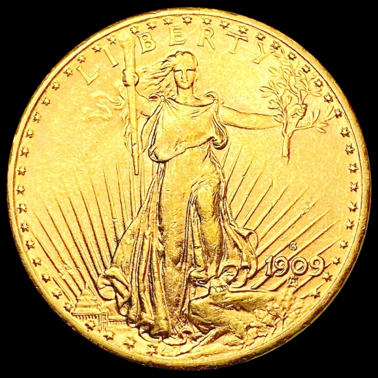 1909-S $20 Gold Double Eagle CHOICE AU