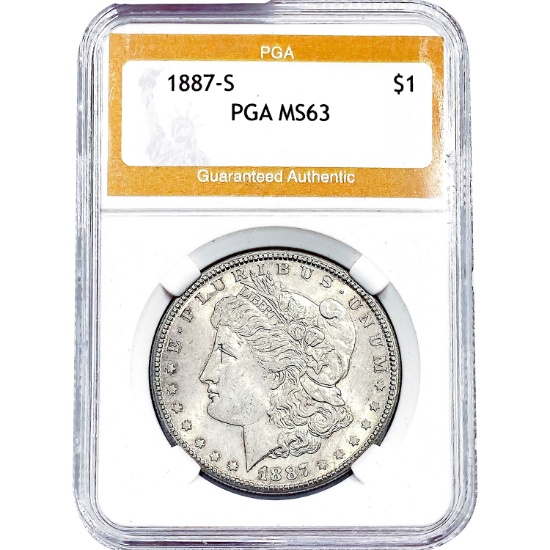 1887-S Morgan Silver Dollar PGA MS63