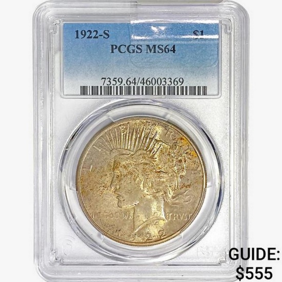 1922-S Silver Peace Dollar PCGS MS64