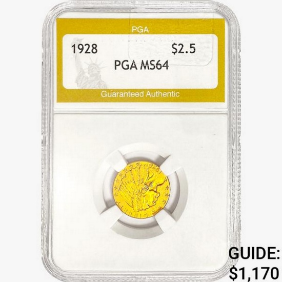 1928 $2.50 Gold Quarter Eagle PGA MS64