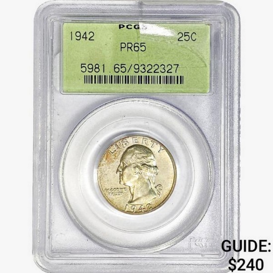 1942 Washington Silver Quarter PCGS PR65