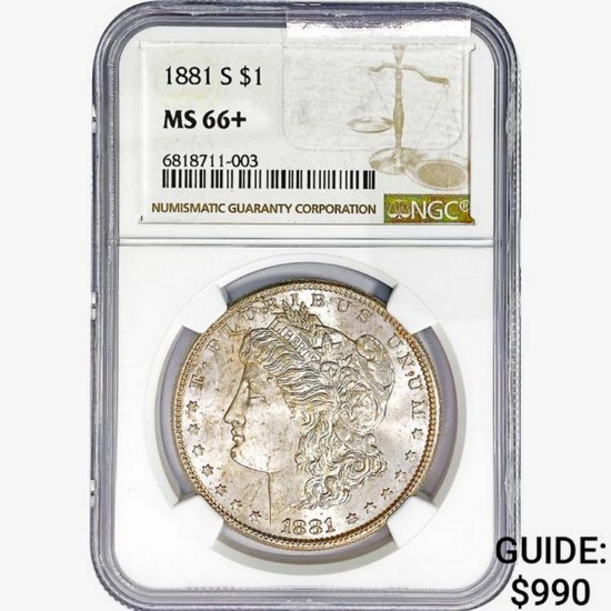 1881-S Morgan Silver Dollar NGC MS66+
