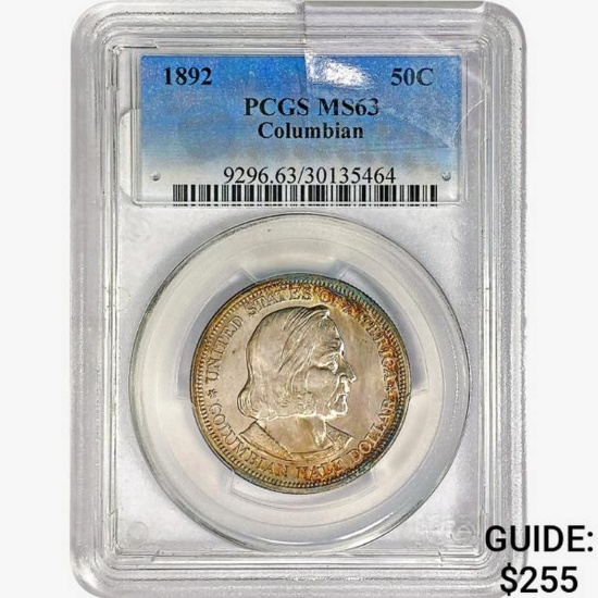 1892 Columbia Half Dollar PCGS MS63