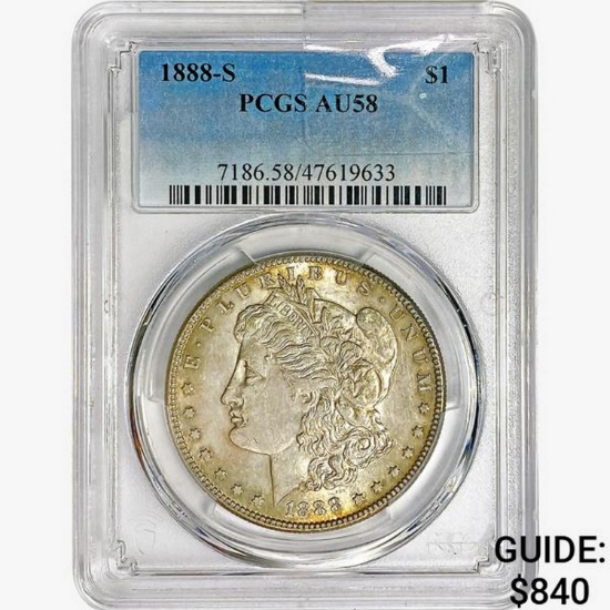 1888-S Morgan Silver Dollar PCGS AU58