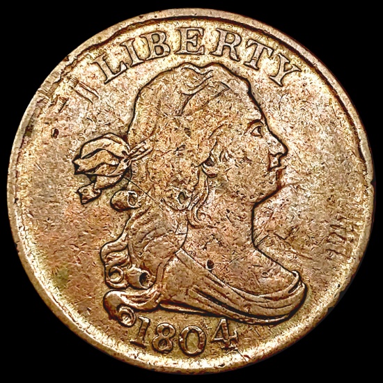1804 Spike Chin Draped Bust Half Cent LIGHTLY CIRC