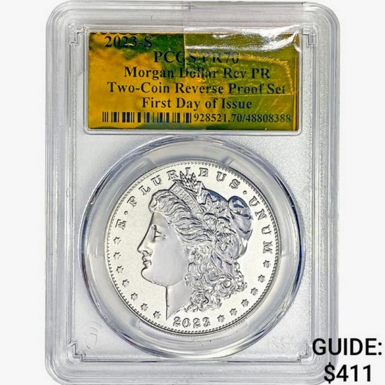 2023-S Morgan Silver Dollar PCGS PR70 Two-Coin REV