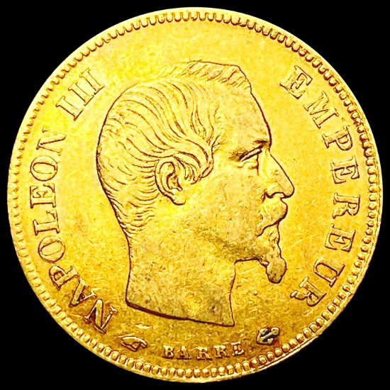 1857 France .0933oz Gold 10 Francs CLOSELY UNCIRCU