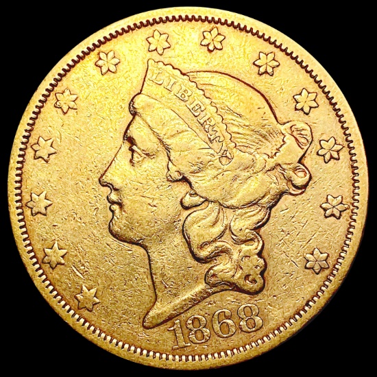1868-S $20 Gold Double Eagle LIGHTLY CIRCULATED