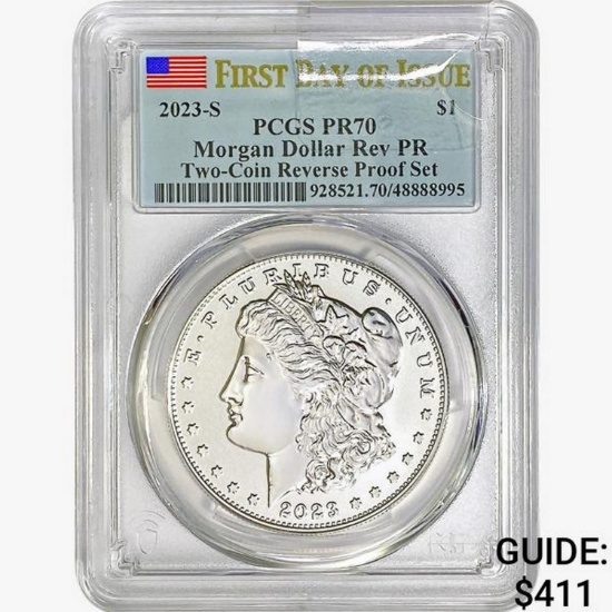 2023-S Morgan Silver Dollar PCGS PR70 Two-Coin REV