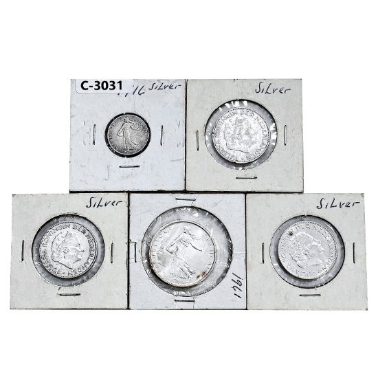 1916-1961 Varied Foreign Silver Coinage [5 Coins]