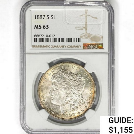 1887-S Morgan Silver Dollar NGC MS63
