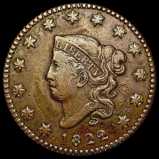 1822 Coronet Head Large Cent NEARLY UNCIRCULATED