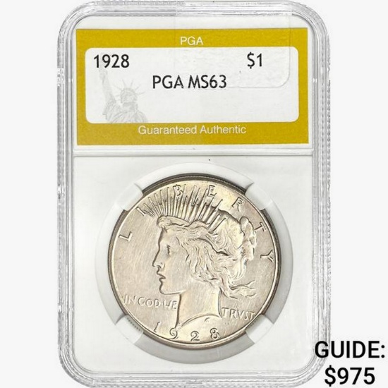 1928 Silver Peace Dollar PGA MS63