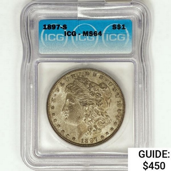 1897-S Morgan Silver Dollar ICG MS64