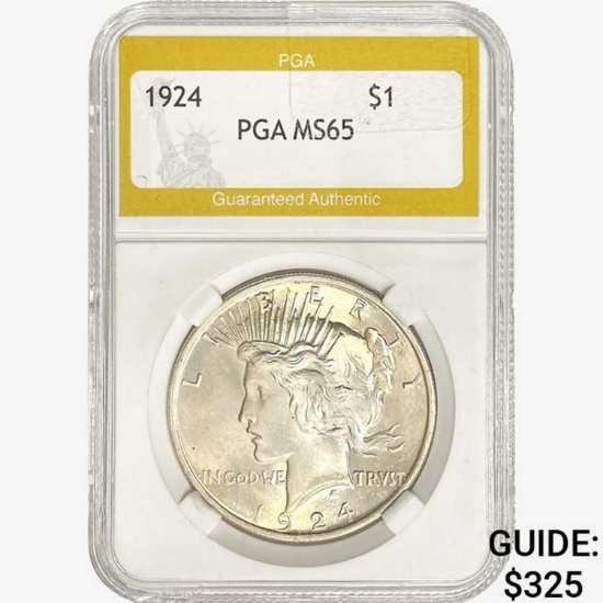 1924 Silver Peace Dollar PGA MS65