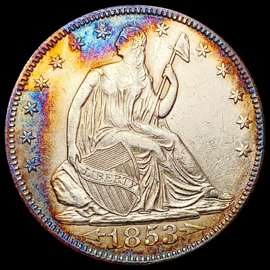 1853 A+R Toned Seated Liberty Half Dollar UNCIRCUL