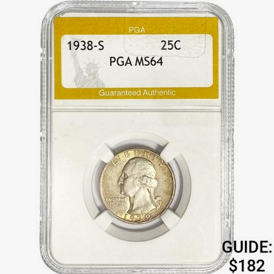 1938-S Washington Silver Quarter PGA MS64