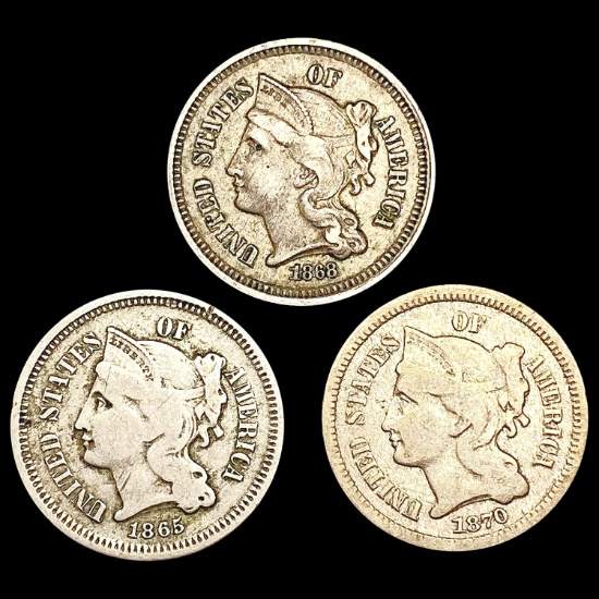 [3] Nickel 3 Cents [1865, 1868, 1870] NICELY CIRCU