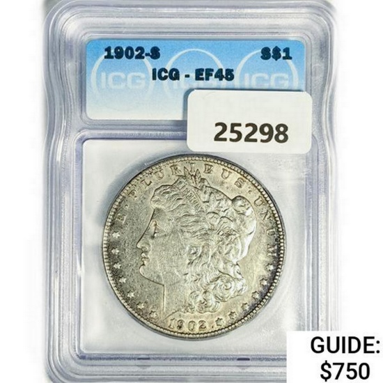 1902-S Morgan Silver Dollar ICG EF45