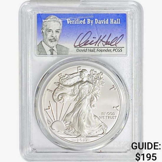 2017 Silver Eagle PCGS MS70 FS, Hall Sign.