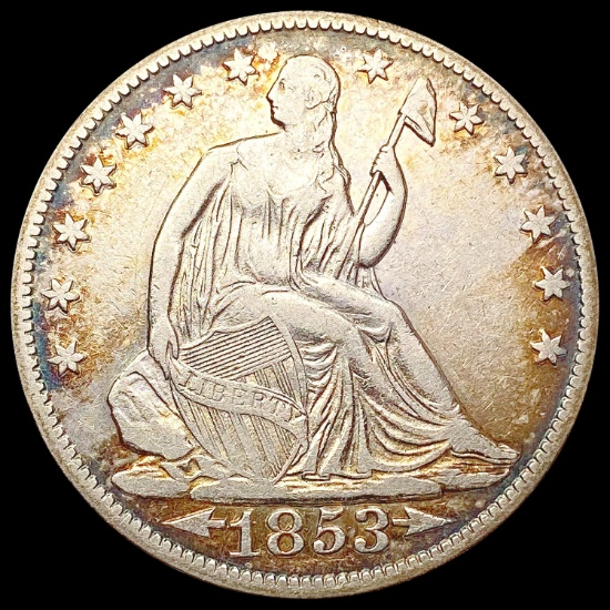 1853-O A+R Seated Liberty Half Dollar NEARLY UNCIR