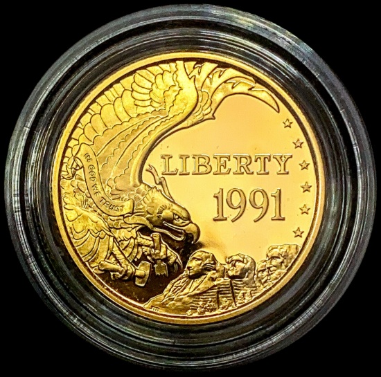 1991-W US .25oz Gold Commem $5 GEM PROOF