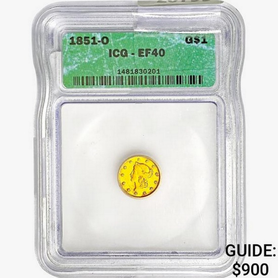 1851-O Rare Gold Dollar ICG EF40