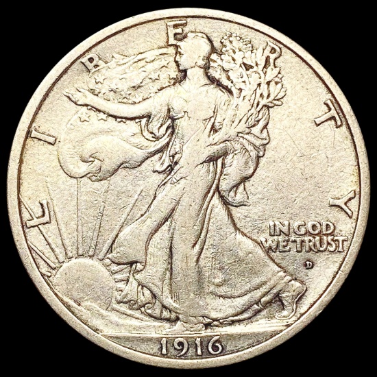 1916-D Walking Liberty Half Dollar NEARLY UNCIRCUL