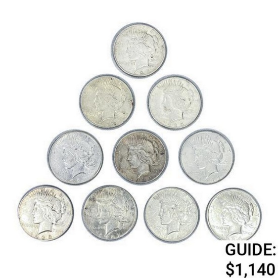 1925-1935 Silver Peace Dollars (10 Coins)