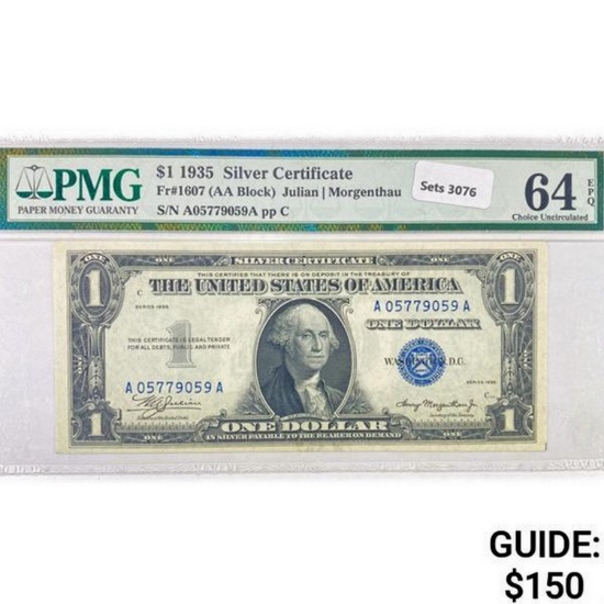 1935 $1 Silver Cert PMG Ch UNC 64