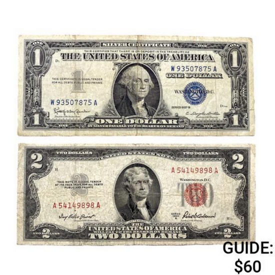 [2] $1 & $2 Silver Cert. & Legal Tender Notes [195