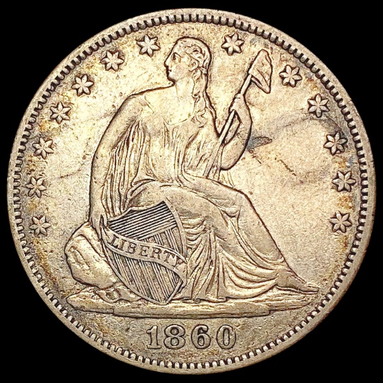 1860-O Seated Liberty Half Dollar CLOSELY UNCIRCUL