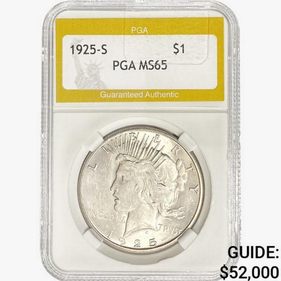 1925-S Silver Peace Dollar PGA MS65
