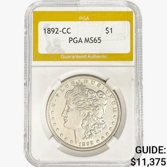 1892-CC Morgan Silver Dollar PGA MS65