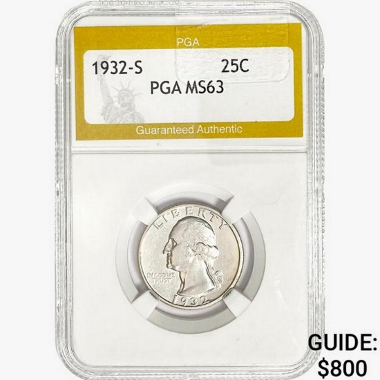 1932-S Washington Silver Quarter PGA MS63