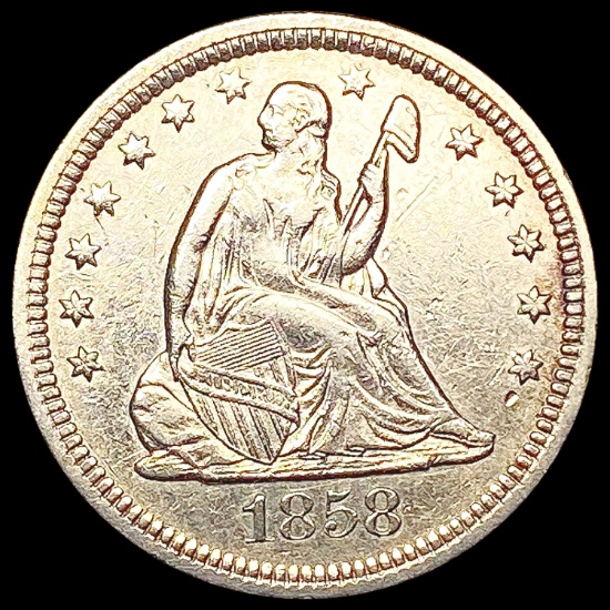 1858 Seated Liberty Quarter NEARLY UNCIRCULATED