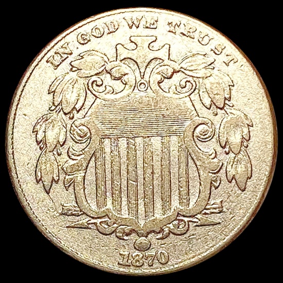 1870 Shield Nickel NEARLY UNCIRCULATED