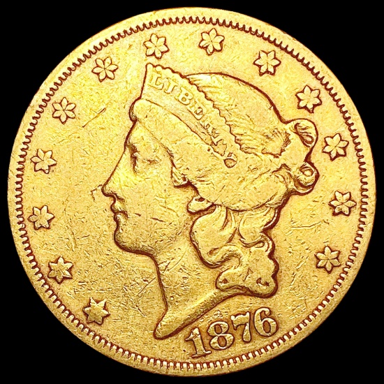 1876 $20 Gold Double Eagle NEARLY UNCIRCULATED
