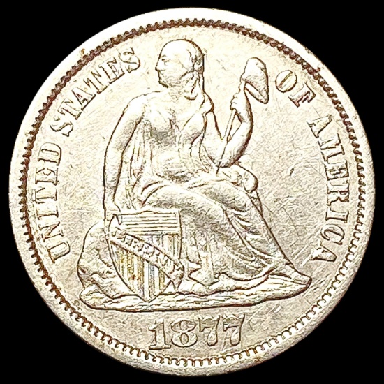 1877-CC Seated Liberty Dime CHOICE AU