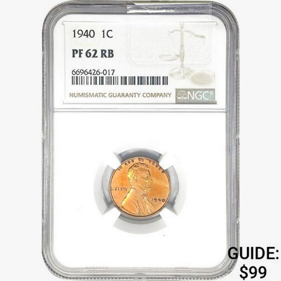 1940 Wheat Cent NGC PF62 RB